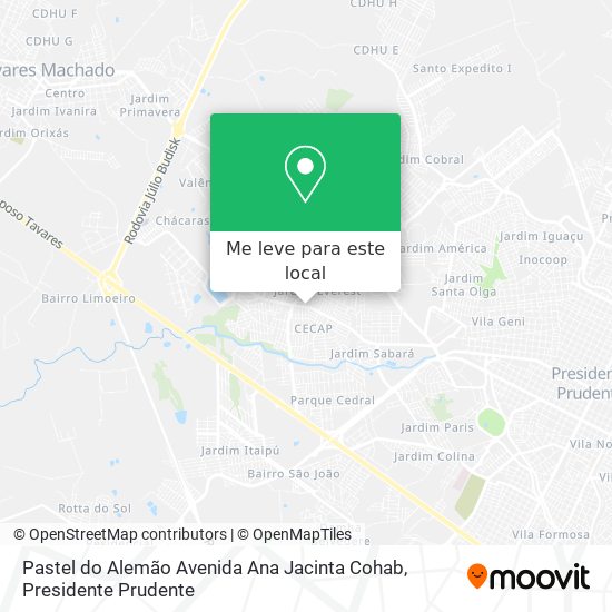 Pastel do Alemão Avenida Ana Jacinta Cohab mapa