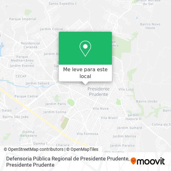 Defensoria Pública Regional de Presidente Prudente mapa