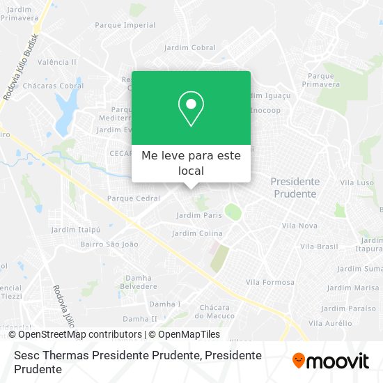 Sesc Thermas Presidente Prudente mapa