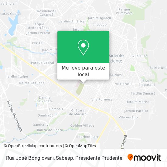 Rua José Bongiovani, Sabesp mapa