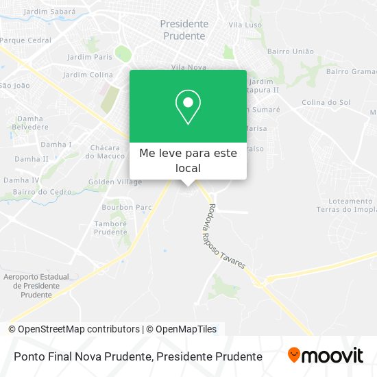 Ponto Final Nova Prudente mapa