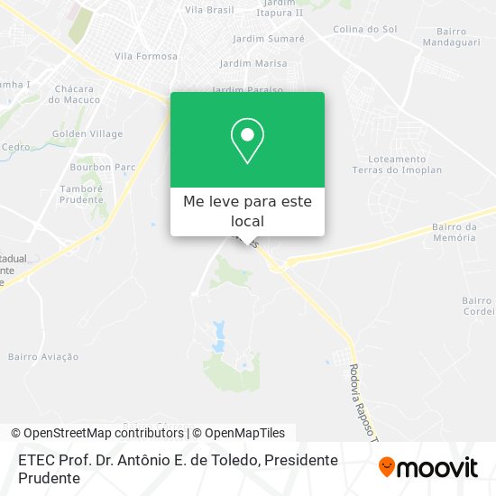 ETEC Prof. Dr. Antônio E. de Toledo mapa