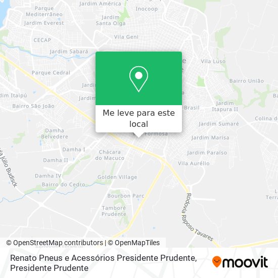 Renato Pneus e Acessórios Presidente Prudente mapa