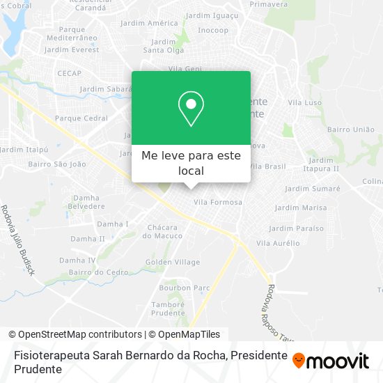 Fisioterapeuta Sarah Bernardo da Rocha mapa