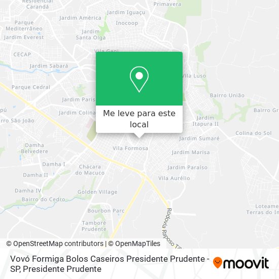 Vovó Formiga Bolos Caseiros Presidente Prudente - SP mapa