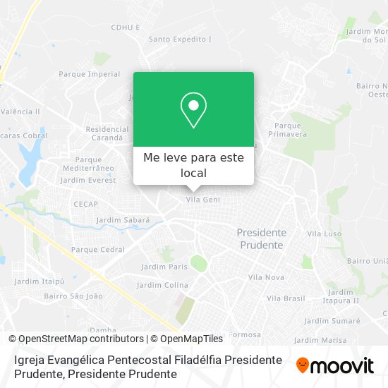 Igreja Evangélica Pentecostal Filadélfia Presidente Prudente mapa
