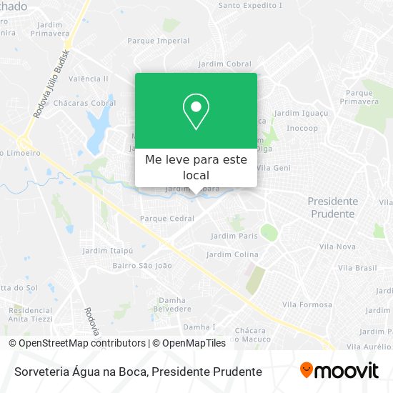 Sorveteria Água na Boca mapa