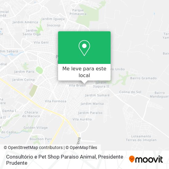 Consultório e Pet Shop Paraíso Animal mapa