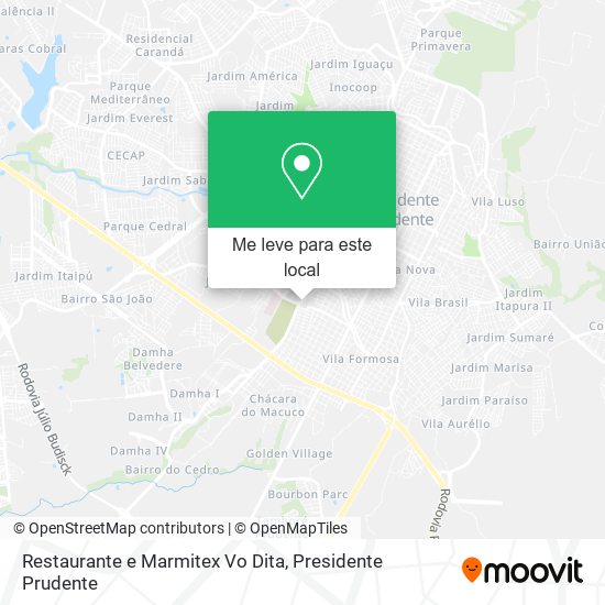 Restaurante e Marmitex Vo Dita mapa