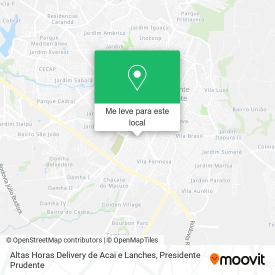 Altas Horas Delivery de Acai e Lanches mapa