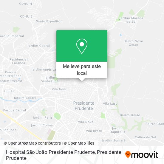 Hospital São João Presidente Prudente mapa