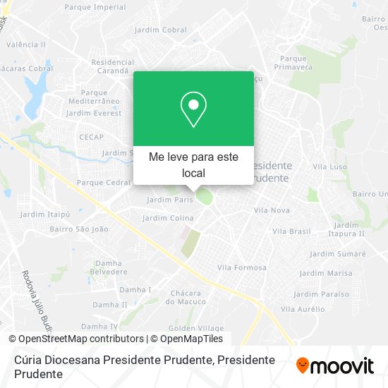 Cúria Diocesana Presidente Prudente mapa