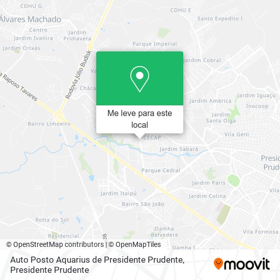 Auto Posto Aquarius de Presidente Prudente mapa