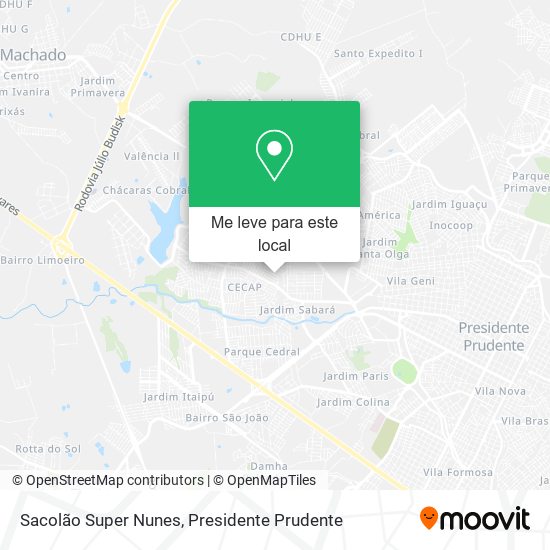 Sacolão Super Nunes mapa