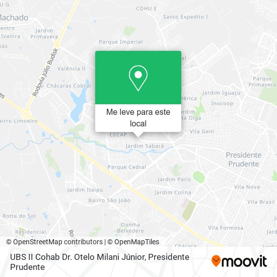 UBS II Cohab Dr. Otelo Milani Júnior mapa