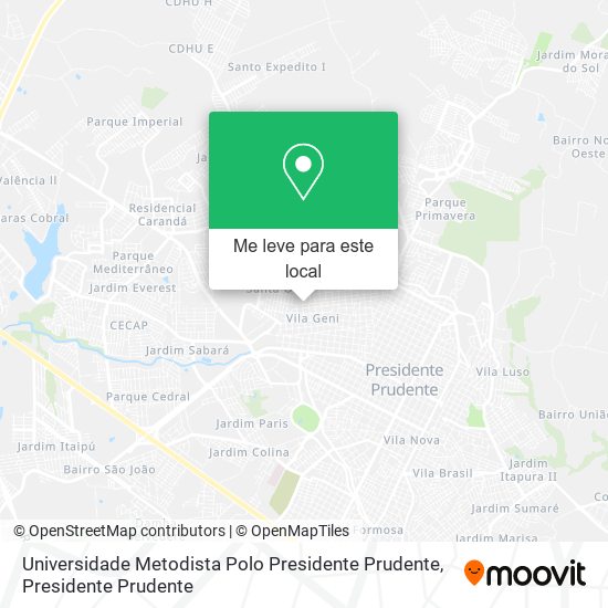 Universidade Metodista Polo Presidente Prudente mapa