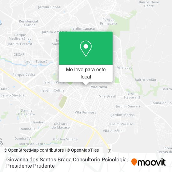 Giovanna dos Santos Braga Consultório Psicológia mapa