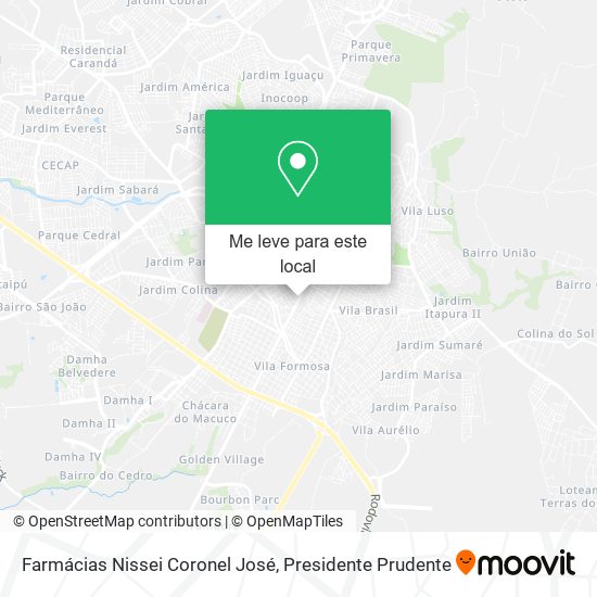 Farmácias Nissei Coronel José mapa