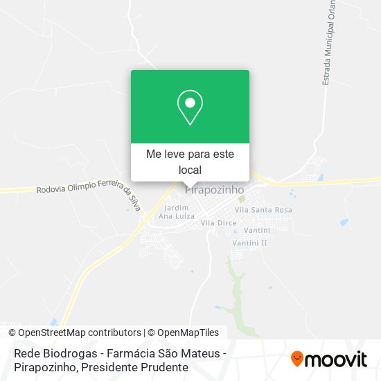 Rede Biodrogas - Farmácia São Mateus - Pirapozinho mapa