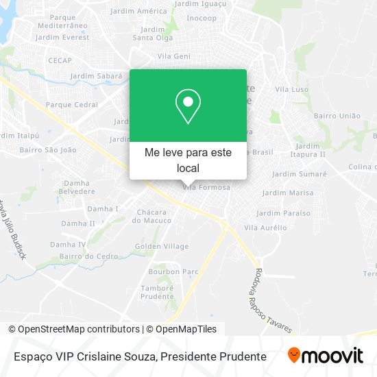 Espaço VIP Crislaine Souza mapa