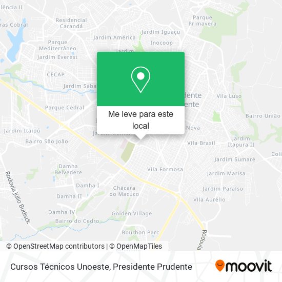 Cursos Técnicos Unoeste mapa