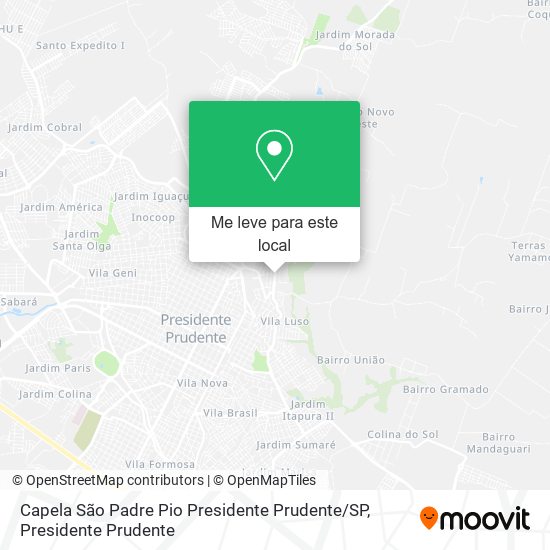 Capela São Padre Pio Presidente Prudente / SP mapa