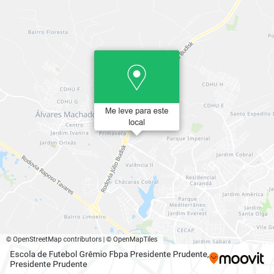 Escola de Futebol Grêmio Fbpa Presidente Prudente mapa