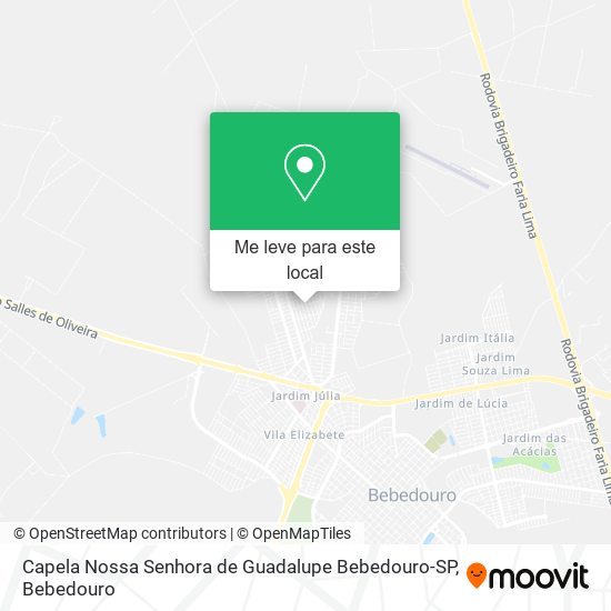 Capela Nossa Senhora de Guadalupe Bebedouro-SP mapa