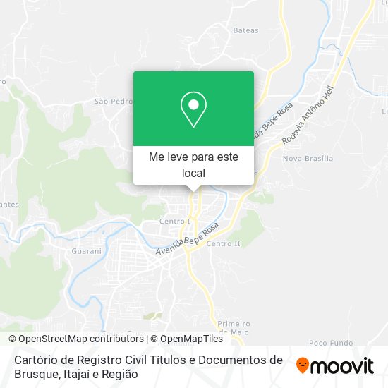 Cartório de Registro Civil Títulos e Documentos de Brusque mapa