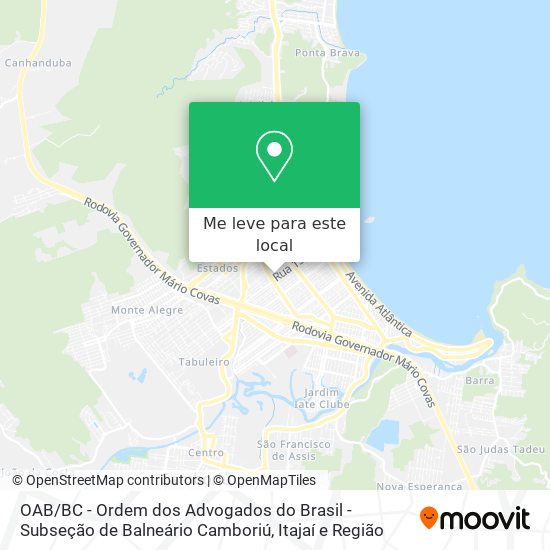 OAB / BC - Ordem dos Advogados do Brasil - Subseção de Balneário Camboriú mapa