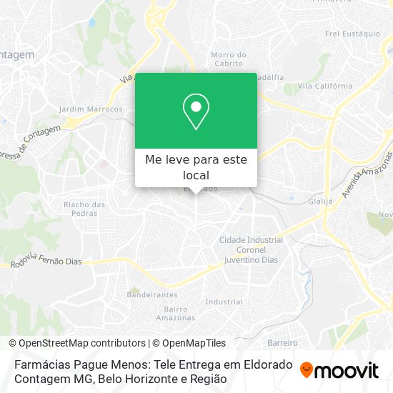 Farmácias Pague Menos: Tele Entrega em Eldorado Contagem MG mapa