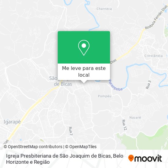 Igreja Presbiteriana de São Joaquim de Bicas mapa