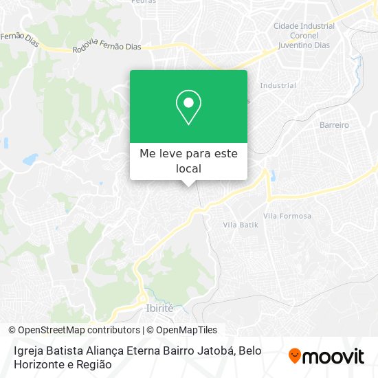 Igreja Batista Aliança Eterna Bairro Jatobá mapa