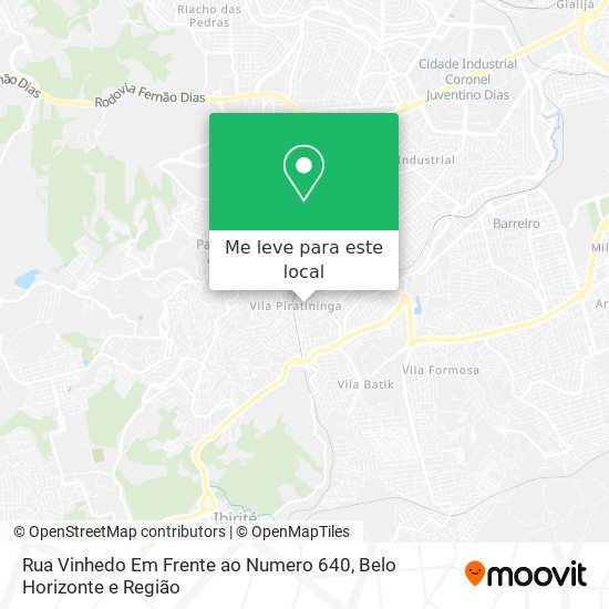 Rua Vinhedo Em Frente ao Numero 640 mapa