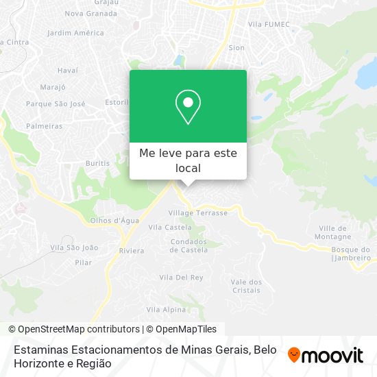 Estaminas Estacionamentos de Minas Gerais mapa