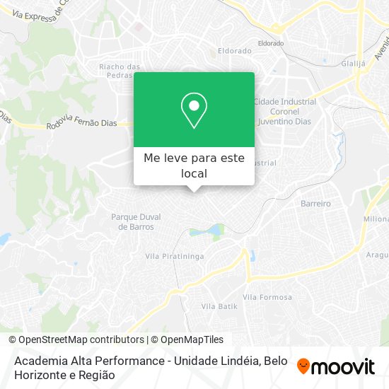 Academia Alta Performance - Unidade Lindéia mapa