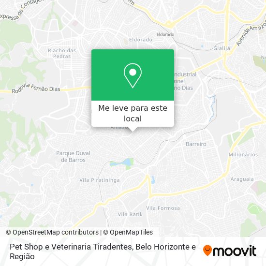 Pet Shop e Veterinaria Tiradentes mapa