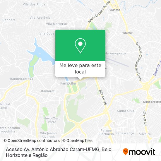 Acesso Av. Antônio Abrahão Caram-UFMG mapa