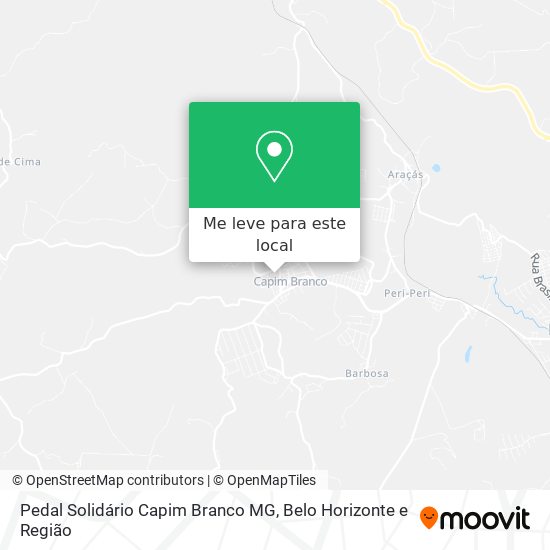 Pedal Solidário Capim Branco MG mapa