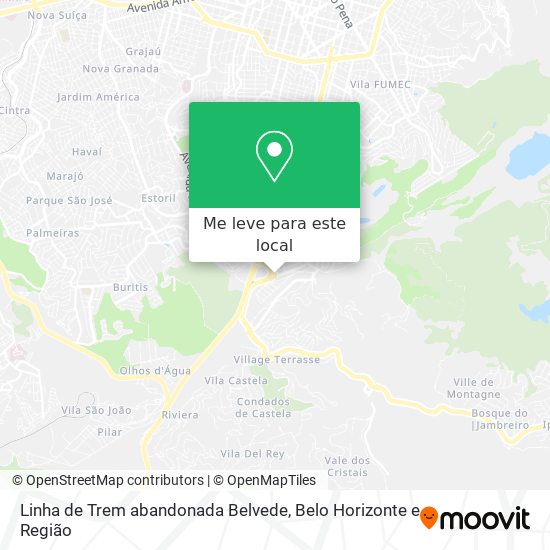 Linha de Trem abandonada Belvede mapa