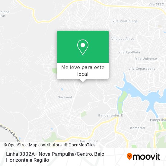 Linha 3302A - Nova Pampulha / Centro mapa