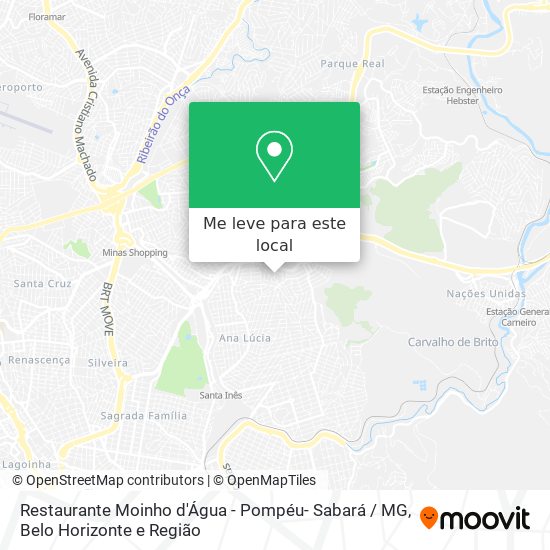 Restaurante Moinho d'Água - Pompéu- Sabará / MG mapa