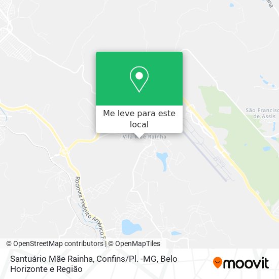 Santuário Mãe Rainha, Confins / Pl. -MG mapa