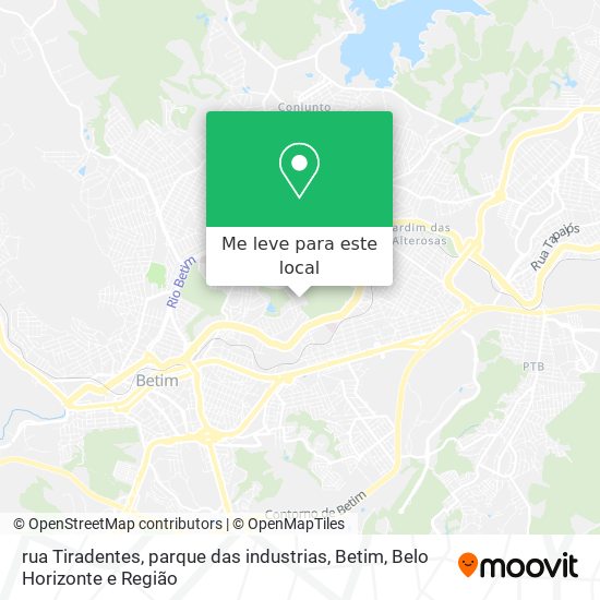 rua Tiradentes, parque das industrias, Betim mapa