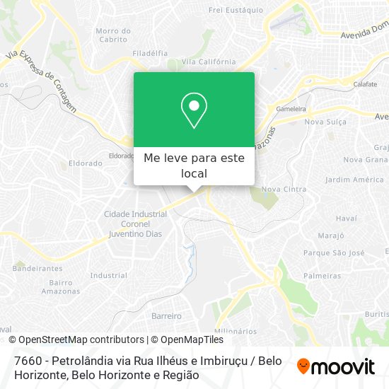 7660 - Petrolândia via Rua Ilhéus e Imbiruçu / Belo Horizonte mapa