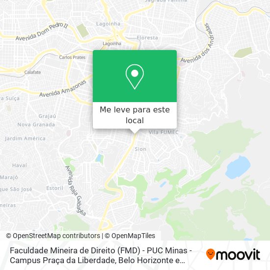 Faculdade Mineira de Direito (FMD) - PUC Minas - Campus Praça da Liberdade mapa