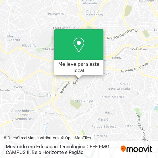 Mestrado em Educação Tecnológica CEFET-MG CAMPUS II mapa