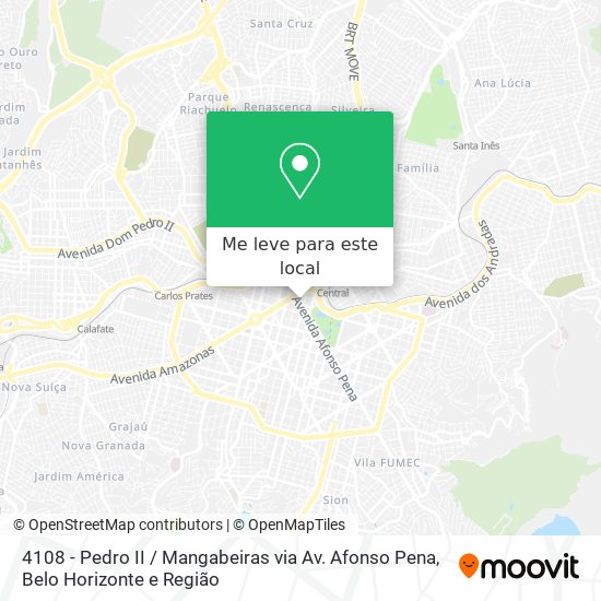 4108 - Pedro II / Mangabeiras via Av. Afonso Pena mapa