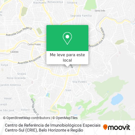 Centro de Referência de Imunobiológicos Especiais Centro-Sul (CRIE) mapa