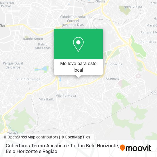 Coberturas Termo Acustica e Toldos Belo Horizonte mapa